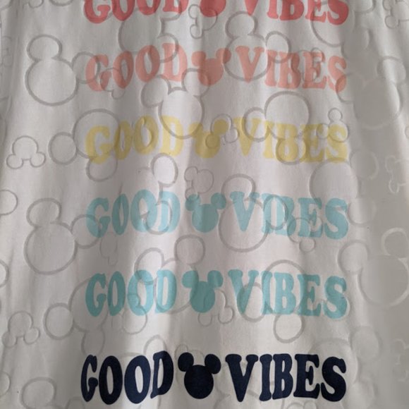 Disney White Good Vibes Mickey T-Shirt Size S - Picture 2 of 7